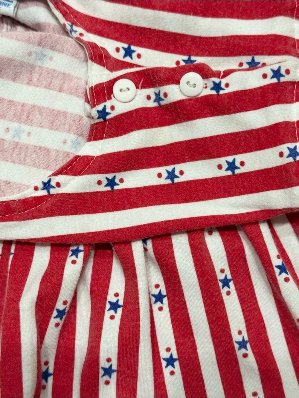 Vintage Oshkosh Americana Striped Dress Girls Size 5 Short Sleeve 80s 90s